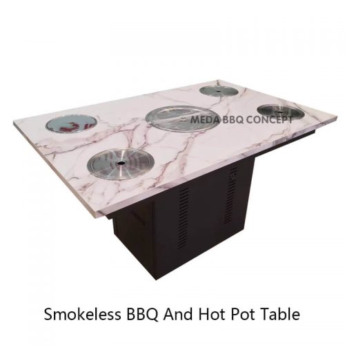 Korean Barbeque Grill Table With Little Hot Pot