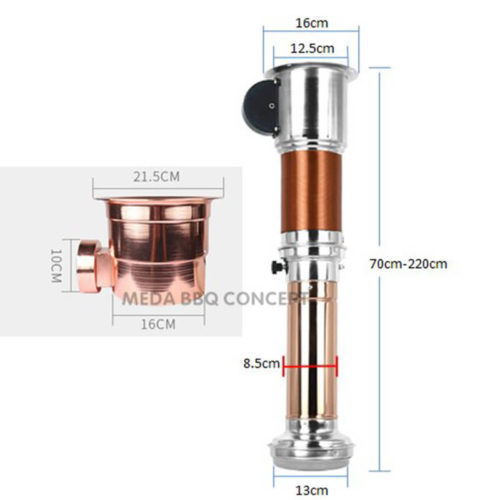 combination silver and copper bbq smoke extractor