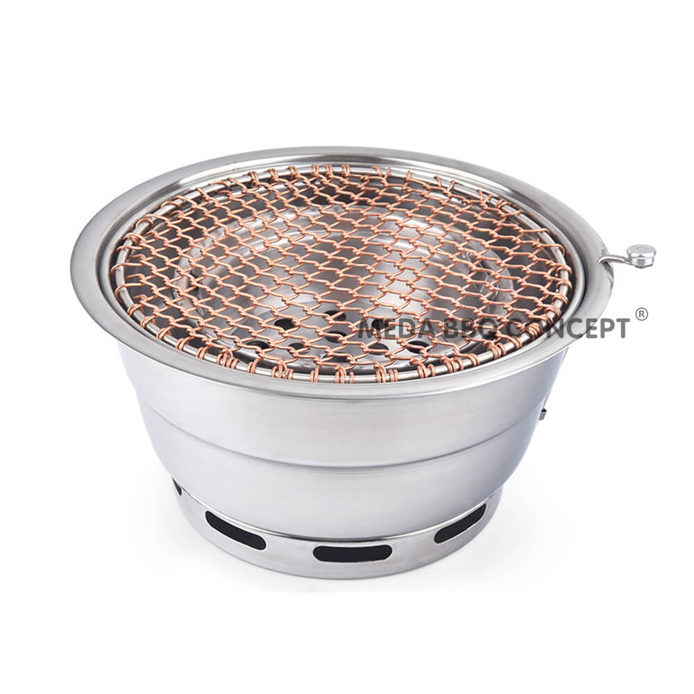 Korean Charcoal Grill With 295mm Copper BBQ Grill Net
