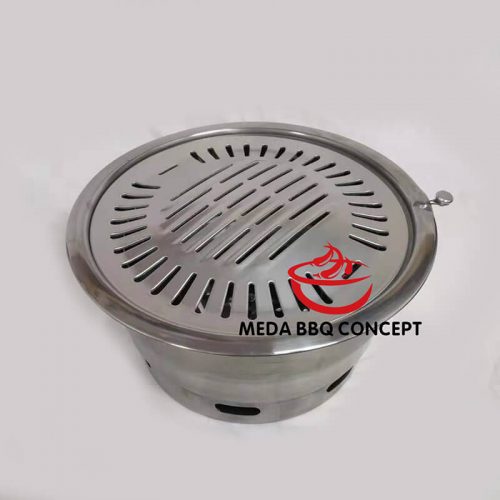 Korean Round Stainless Steel BBQ Hot Plate 11inch