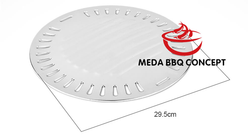 Korean Round Stainless Steel BBQ Hot Plate 29.5cm