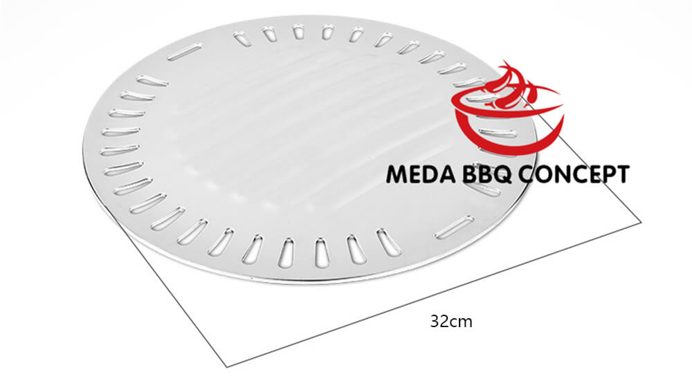 Korean Round Stainless Steel BBQ Hot Plate 32cm