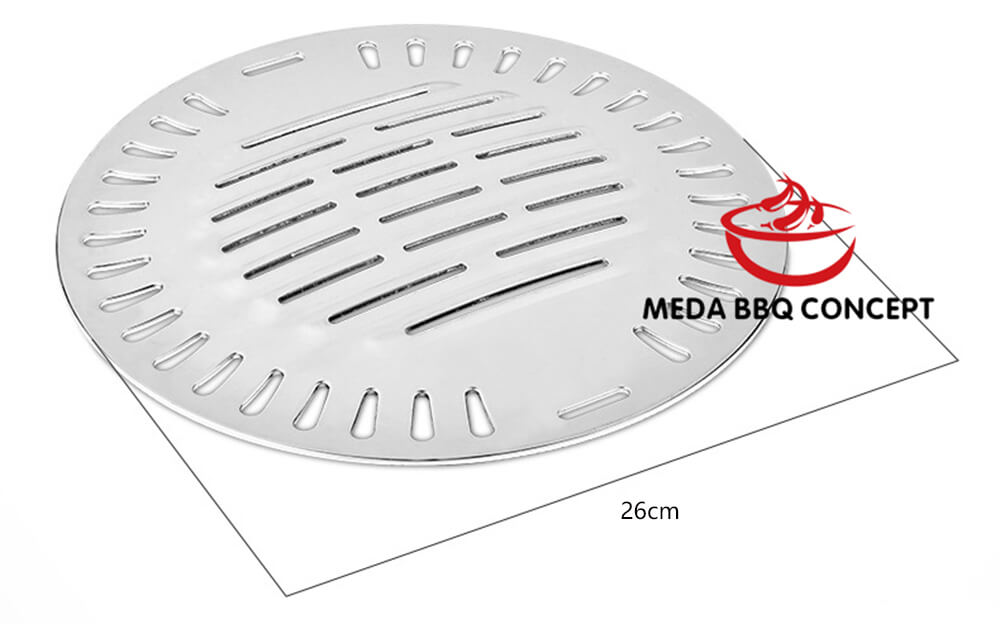 Korean Round Stainless Steel BBQ Hot Plate With Holes In The Middle