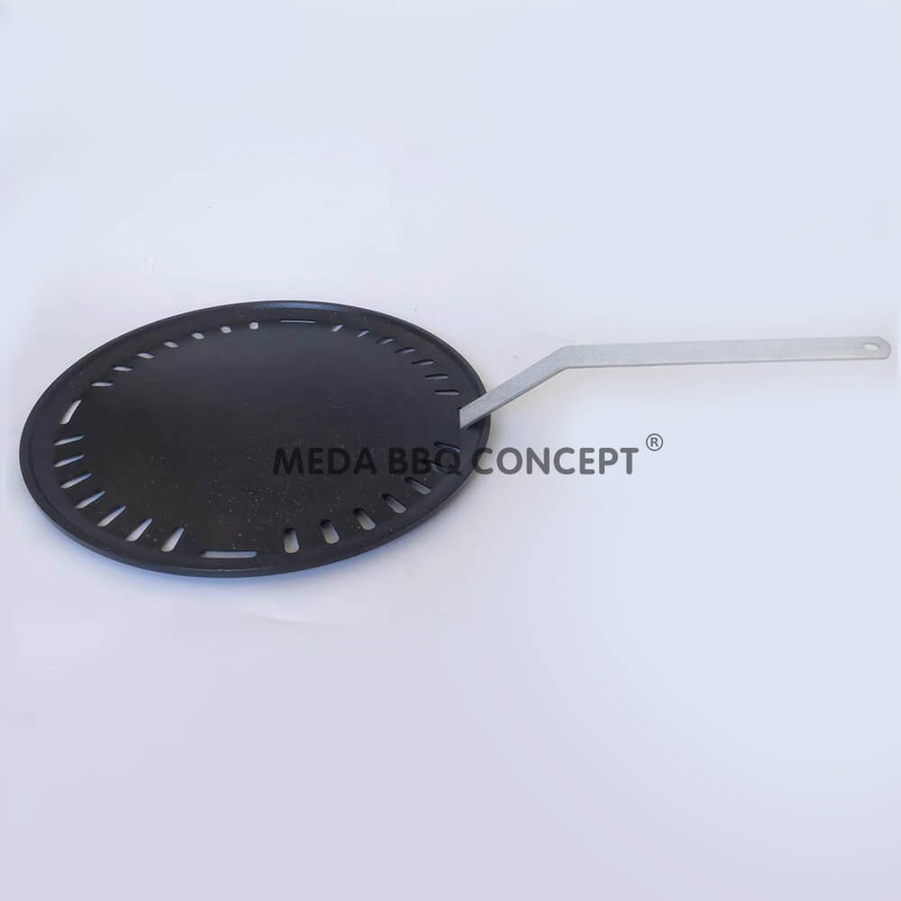 Take Out Non Stick BBQ plate From Korean Charcoal Grill With Crowbar