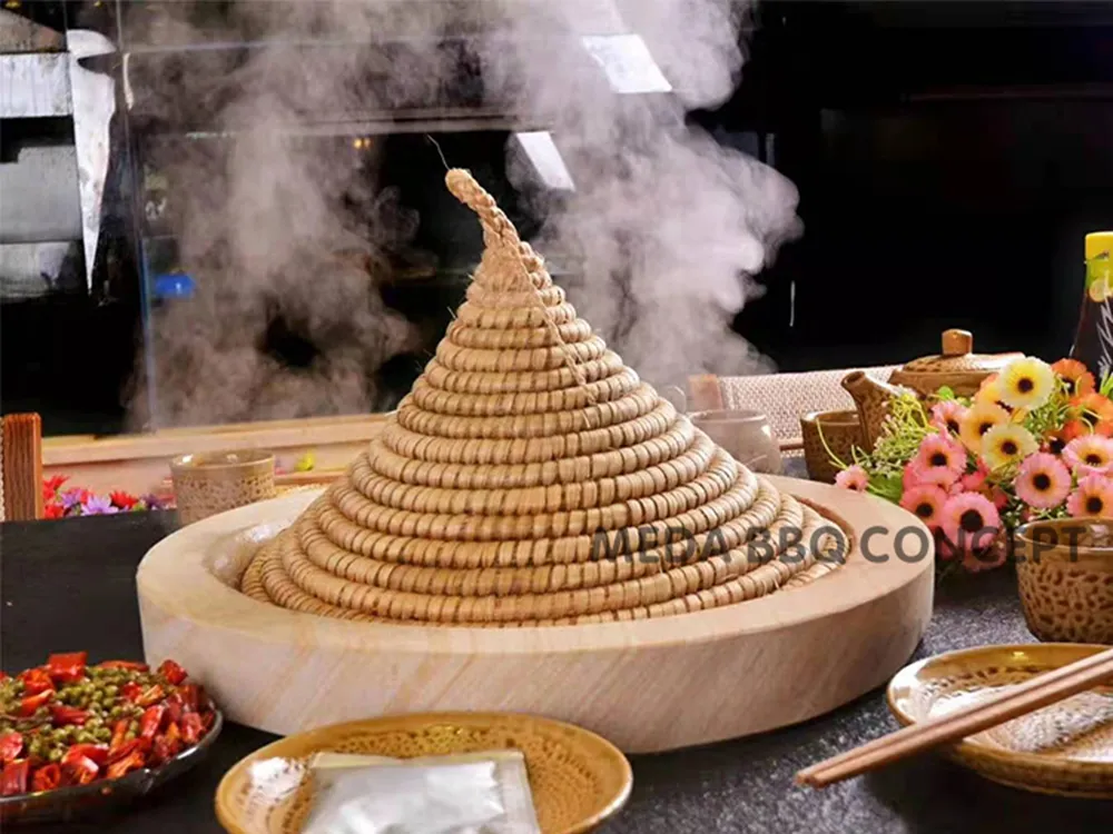 Commercial Hot Pot Table With Electric Seafood Steam Sauna Pot