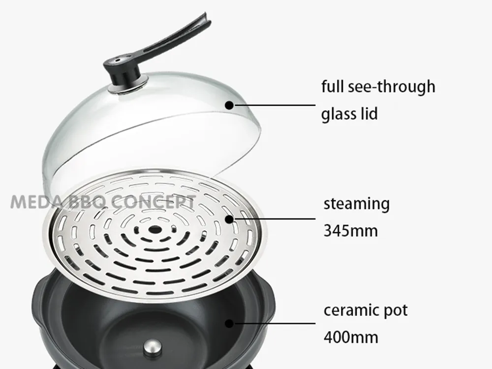 Electric Hot Pot With Steamer For Hot Pot Table