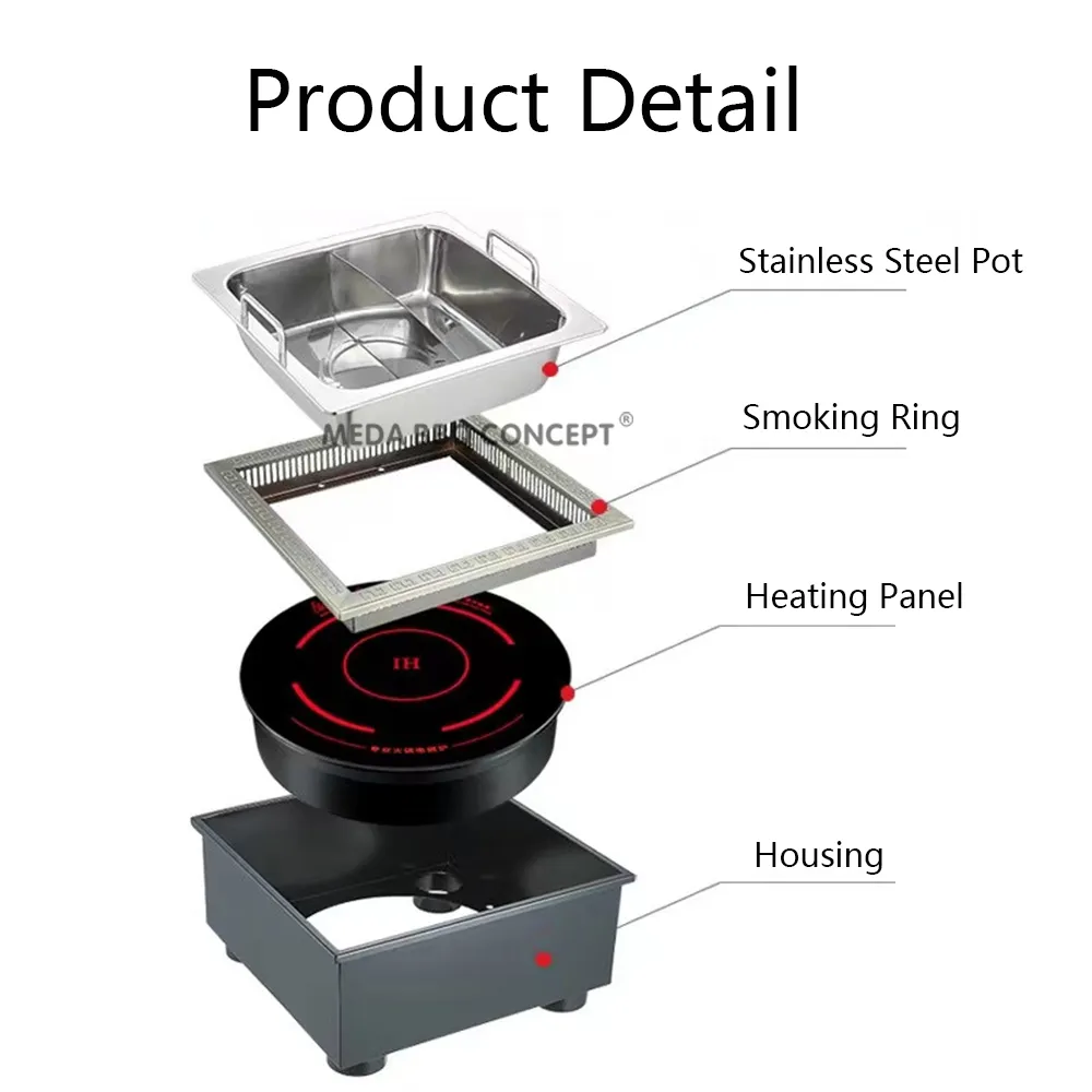 MEDA BBQ CONCEPT Electric Hot Pot Table