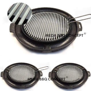 Korean Barbeque Grill Pan With Stainless Steel Grill Grates