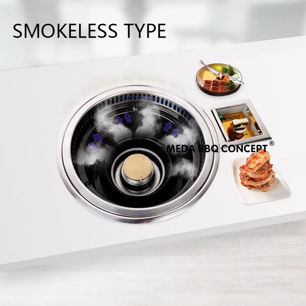 Round Korean BBQ Gas Grill Tabletop