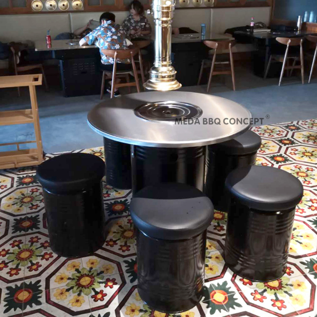 Stainless Steel Round Korean Bbq Table