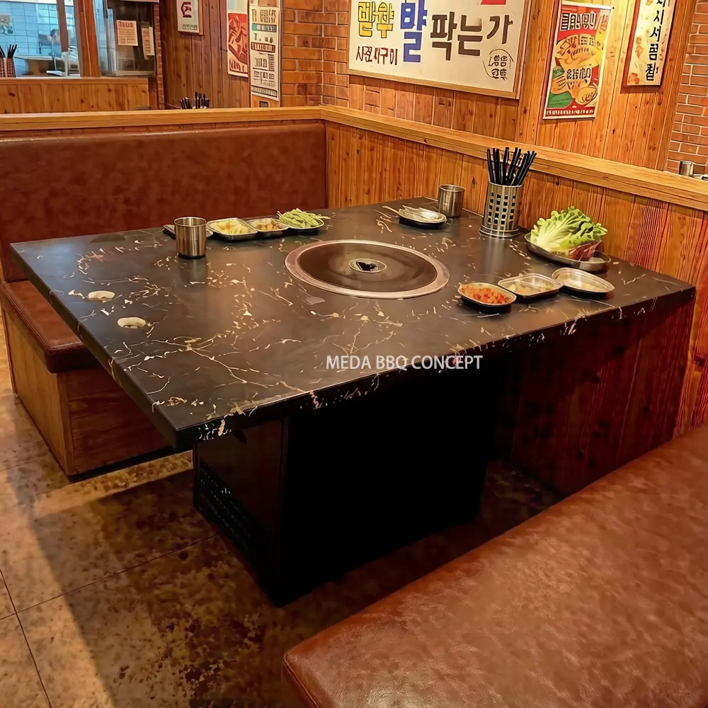 Square Commercial Korean Bbq Grill Table For Sale